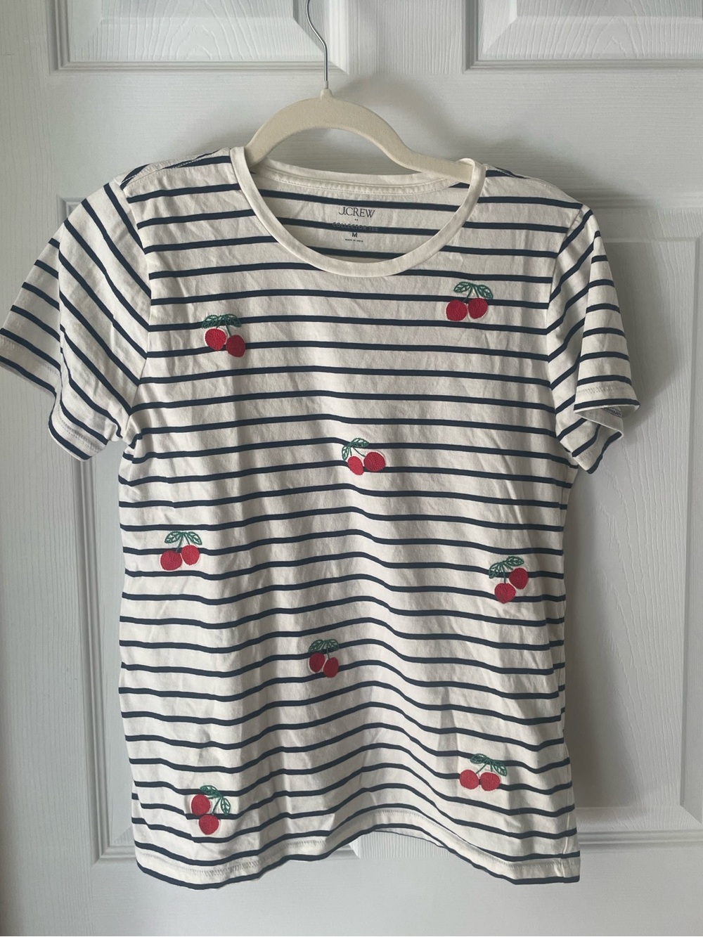 J. Crew Stripe Cherry Tee - White/Navy/Red